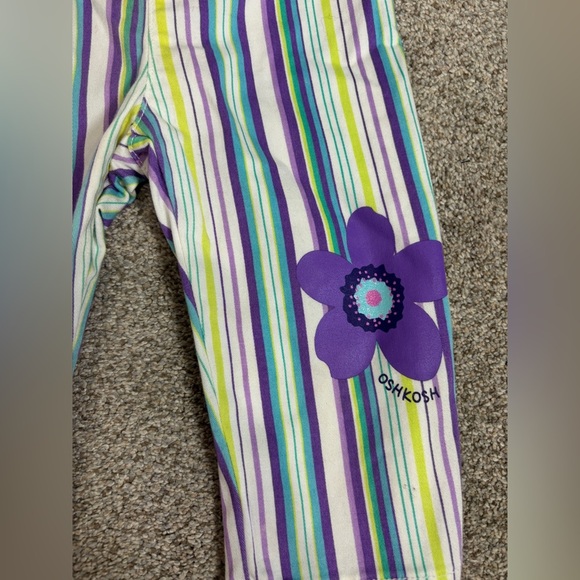 Vtg Oshkosh B’Gosh Wide Leg Pull On Toddler Girl Pants 3T Floral Striped - Picture 3 of 6